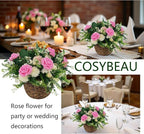 Artificial Flowers 25pcs Fake Roses, Rose Pink Foam Faux Flower for DIY Wedding Bouquets Bridal Shower Centerpieces Floral Arrangements Home Decorations Party Backdrops Table