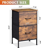 WLIVE Night Stand with Drawers, Dresser for Bedroom with 2 Fabric Drawer, Small Bedside Tables, Nightstand End Table Furniture, College Dorm, Rustic Brown Wood Grain Print, Size L