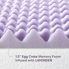 Best Price Mattress 1.5 Inch Egg Crate Memory Foam Mattress Topper with Soothing Lavender Infusion, CertiPUR-US Certified, Dorm Essentials, Queen
