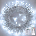 JMEXSUSS White Christmas Lights with Remote, 33ft 100 LED Battery Operated Christmas Lights, 8 Modes Outdoor Indoor String Light for Xmas Bedroom Tree Yard Porch Wedding