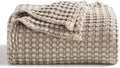 Bedsure Cooling Cotton Waffle Twin XL Blanket - Lightweight Breathable Blanket of Rayon Derived from Bamboo for Hot Sleepers, Luxury Throws for Bed, Couch and Sofa, Taupe, 66x90 Inches