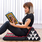 Leewadee 1-Fold Mat with Triangle Cushion – Comfortable TV Pillow, Foldable Mattress with Cushion Made of Kapok, 30 x 20 inches, Black Red