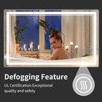 36''x24'' Lighted Mirrors for Bathroom Wall Backlit + Front Lit, Rectangular LED Bathroom Mirror Frameless with Lights Anti Fog, Dimmable, 3 Colors,Tempered Glass, Shatter-Proof (Color 1,)