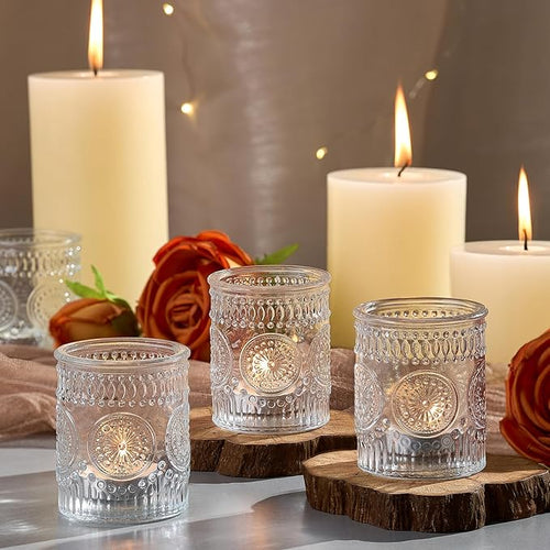 30 Pack Clear Glass Votive Candle Holders, Vintage Candle Holder Bulk, Tealight Candle Holders for Table Centerpieces, Home, Bridal Shower, Birthday, Christmas, Thanksgiving Party Table Decor
