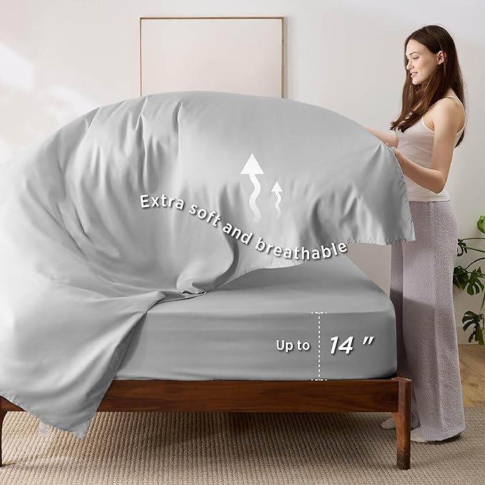 Bedsure Queen Comforter Set - 7 Pieces Reversible Sky Blue Bedding, Queen Size Bed Set for All Seasons, Bed in a Bag with Down Alternative Comforter, Sheets, Pillowcases & Shams