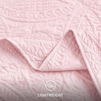 Love's cabin California King Size Quilt Bedding Set Pink Bedspreads - Cal King Summer Lightweight Bedspread Comforter - Coin Pattern Coverlet for All Season - 3 Pieces (1 Quilt, 2 Pillow Shams)
