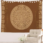 Batmerry Mayan American Aztec Tapestry, Ancient Aztec Calendar Picnic Mat Hippie Trippy Tapestry Wall Art Meditation Decor for Bedroom Living Room Dorm, 59.1 x 82.7 Inches, Latin