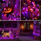 Brizled Purple & Orange Lights, 33ft 100 LED Faceted C5 Orange Halloween String Lights, 120V UL Certified Purple Light Set Connectable Halloween Light for Indoor Outdoor Tree Xmas Party Decoration