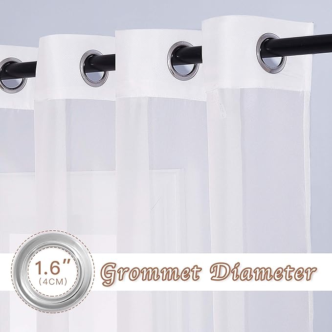 NICETOWN Ivory Sheer Curtains 72 inch Length - Grommet Living Room Curtain Panels Voile Textured Soft and Lightweight Window Treatments for Bedroom/Flat, W37 x L72, 2 Pieces