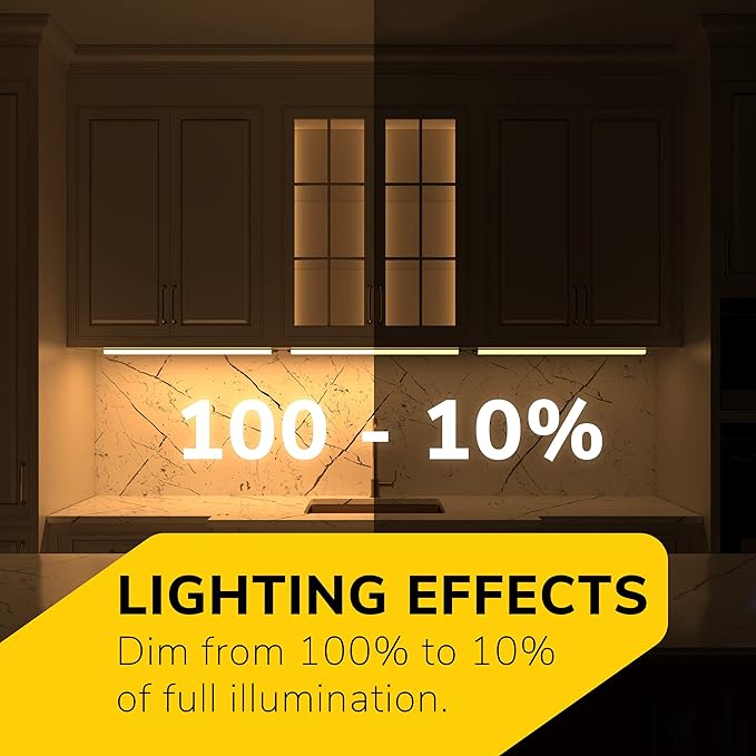 GETINLIGHT 18-inch Hardwired Only 3 Color LED Under Cabinet Lighting, Selectable 3000K/4000K/5000K, Dimmable, Matte White Finished, ETL Listed, IN-0201-12-WH-345K