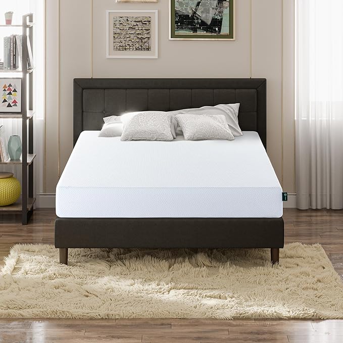 ZINUS 8 Inch Green Tea Cooling Gel Memory Foam Mattress, Full, Fiberglass Free, Cooling Gel Foam, Pressure Relieving, CertiPUR-US Certified, Mattress in A Box, White