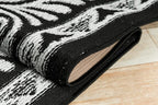 Custom Length Cut to Size Tribal Ethnic Southwestern Inspired Hallway Runner Rug, Non Slip Rubber Backed, 31 inch Wide X Customized Length, Mayan Black, 31 inch X 23 feet