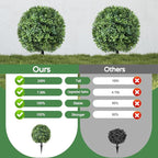 24" Artificial Topiary Boxwood Ball Tree with Ground Spike, Set of 2, UV Resistant Outside Fake Bushes Plants, Faux Cedar Balls Faux Shrubs Plastic Plants for Outdoor Indoor Front Porch Garden Decor