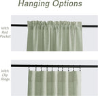 RYB HOME Linen Sheer Curtains and Drapes for Living Room and Dining Room 108 inches Length, Breathable Weave Textured/Rod Pocket Semi Sheer Curtains, Sage Green, W 52 x L 108 inches, 2 Panels Set