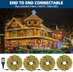105FT 300LEDs Christmas Lights Outdoor Indoor 8 Modes for Christmas Tree Party Decoration, 100% UL Listed (Warm White)