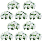 NUPTIO 10 Pieces White Fake Flower Ball Arrangement Bouquet 15 Heads Plastic Roses with Base, Suitable for Wedding Centerpiece Flower Rack for Parties Home Décor