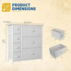 DWVO Dresser for Bedroom, 7 Drawers Fabric Dresser, Organizer Unit for Living Room, Hallway, Closets - Sturdy Steel Frame, Wooden Top & Easy Pull Fabric Bins, Light Gray
