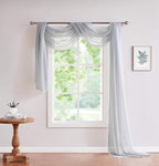 LinenZone Silver Window Scarf Valance in 288 Inch Size. Use Window Scarves as Canopy Bed or Backdrop Curtains, Curtain Scarf, or Sheer Fabric for Draping. (Amazing 55 x 288, Silver)