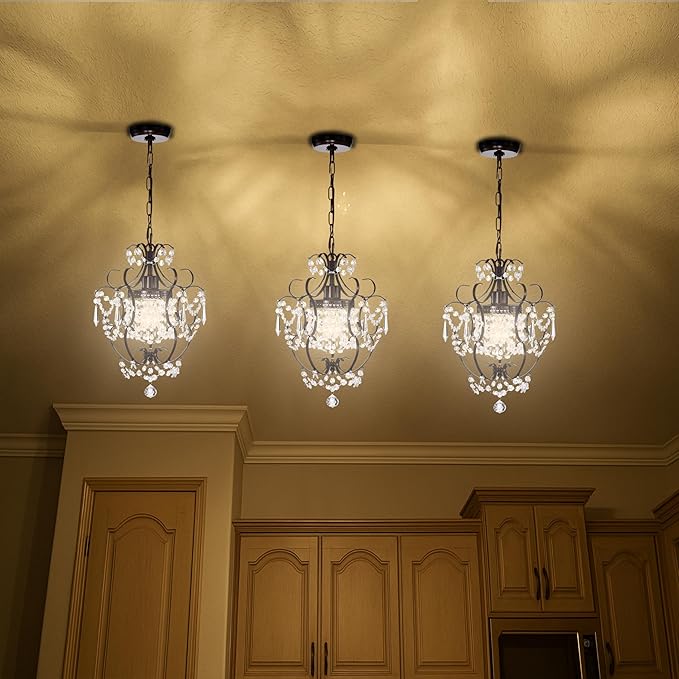 Bronze Chandelier Acrylic Crystals Chandeliers Small Vintage Chandelier 1 Light Antique Chandelier Light Fixtures for Bathroom Living Room Dining Room Kitchen Island