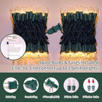 LAMPHOME Super-Bright Extendable Warm White Christmas Lights Decoration 150Lights 31.9ft UL Certified Mini Bulb String Lights Set for Outdoor Christmas Tree Garden Holiday Party Patio Wedding Decor