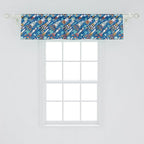 Ambesonne Spaceship Window Valance Pack of 2, Hand-Drawn Cartoon Spaceships Planets and Stars Outer Space Exploration Theme, Rod Pocket Curtain Valances for Kitchen Bedroom, 54" X 12", Violet Blue