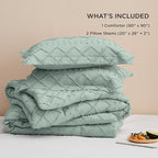 Bedsure Queen Comforter Set - Sage Green Comforter, Boho Tufted Shabby Chic Bedding for Kids, 3 Pieces Vintage Farmhouse Bed Set for All Seasons, Fluffy Soft Bedding with 2 Pillow Shams