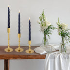 Candlestick Holders for Taper Candles, Brushed Brass Gold Candle Stick Holders Decor, Taper Candle Holder Set for Table Mantel Wedding Dinning Anniversary