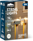 Joiedomi Christmas String Lights Indoor,300(3x100) Mini Warm Fairy Light,64.5FT Lighting Decor for Patio Dorm Classroom Bedroom Holiday Wedding Party Garland Birthday Festival,White Wire