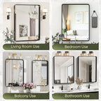 Suidia Bathroom Mirror, 30" x 22" Wall Mirror Metal Framed, Bathroom Vanity Mirror for Living Room Bedroom Bathroom Entryway, Black, Rounded Corner Style