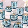 10 Pcs Assorted Lake Blue Votive Candle Holders, Larger Size Mercury Glass Candle Holder, Tealight Candle Holders for Wedding Decorations, Bridal Shower Table Decorations, Lake Blue Centerpieces