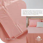 Linen Home 100% Cotton Percale Sheets Twin Size, English Rose, Deep Pocket, 3 Pieces Set - 1 Flat, 1 Deep Pocket Fitted Sheet and 1 Pillowcase, Crisp Cool and Strong Bed Linen