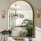 HARRITPURE Arched Wall Mirror – 30"x40" Arch Bathroom Mirror Metal Frame Vanity Mirror for Bedroom, Entryway Dresser Decor, Gold