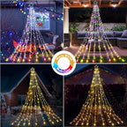 FUNIAO Christmas String Lights 320 LED Christmas Decorations Star Waterfall Lights with 11 Modes Remote Control for Tree Wall Yard Wedding Party (Warmwhite+Multicolored)