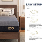 EGOHOME 10 Inch Twin XL Mattress, Copper Gel Cooling Memory Foam Mattress for Back Pain Relief,Therapeutic Single Mattress Bed in a Box, Made in USA, CertiPUR-US Certified, 38x80x10 Black