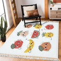 Boho Nursery Rug Cute Funny Fruits Characters Pear Banana Scandinavian Chic Area Rug Washable Rug Mat Minimalist Home Decor for Living Room Bedroom Playroom Classroom