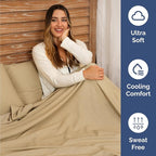 Twin 4 Piece Sheet Set - Comfy Breathable & Cooling - Ultra Soft Hotel Luxury Bedding Set w/ 8-16 Inch Deep Pockets - 1 Flat & 1 Fitted Sheet & 2 Pillowcases - Wrinkle Free & Easy Care - Heathered Tan