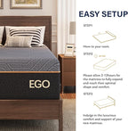 EGOHOME 14 Inch Queen Mattress, Copper Gel Memory Foam Mattress for Pain Relief, Therapeutic Mattress in a Box, CertiPUR-US Certified, Fiberglass Free Medium Mattress, Black