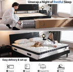 King Size Mattress 12 Inch, Pocket Spring & Memory Foam Hybrid Mattress with Breathable Knitting Fabric
