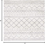 SAFAVIEH Arizona Shag Collection Area Rug - 6'7" Square, Ivory & Grey, Moroccan Design, Non-Shedding & Easy Care, 1.6-inch Thick Ideal for High Traffic Areas in Living Room, Bedroom (ASG741F)