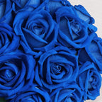 BLEUM CADE 50 Pcs Blue Roses Artificial Flowers, Real Touch Velvet Roses Fake Flowers Bulk, Artificial Roses Bouquet with Long Stems Bridal DIY Wedding Party Centerpiece Decorations