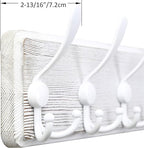 WEBI Coat Rack Wall Mounted,38 9/16" Long,10 Triple Hooks,Wood Coat Hooks Wall Mount,Large Coat Hanger Wall,Hook Rack,Tri Hooks for Hanging Coats,Clothes,Jacket,Entryway,Rustic White,2 Packs