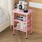 VECELO Modern Nightstands X-Design Side End Table Night Stand with Storage Shelf for Bedroom,Living Room,