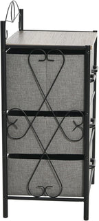 Household Essentials Victorian Style 4-Drawer Storage Organizer Unit, Black and Grey