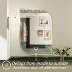 22x32 Inch LED Bathroom Mirror with Lights, Adjustable 3000K/4500K/6000K, Irregular Gold Frame Lighted Bathroom Vanity Mirror, Anti-Fog, Stepless Dimmable, Wall Mounted