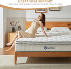 Queen Mattresses, 10 Inch Mattress Queen Size with Pocket Spring and Memory Foam for Pressure Relief, Motion Isolation, Edge Support, Medium Firm Mattress in a Box, CertiPUR-US, White