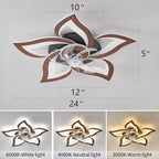 Ceiling Fan with Lights Remote Control, Wooden Geometric Color 6 Speeds Low Profile Flush Mount Ceiling Fan with Light for Kitchen Bedroom Living Room