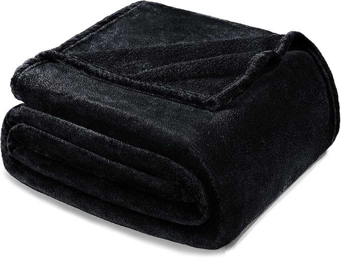 Exclusivo Mezcla Fleece Blanket King Size for Bed, Super Soft and Warm, All Season Use, Cozy, Plush, Lightweight, 120x120 Inches, Black
