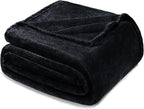 Exclusivo Mezcla Fleece Blanket King Size for Bed, Super Soft and Warm, All Season Use, Cozy, Plush, Lightweight, 120x120 Inches, Black