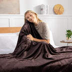 Exclusivo Mezcla Fleece Blanket Queen Size for Bed, Super Soft and Warm, All Season Use, Cozy, Plush, Lightweight, 90x90 Inches, Coffee