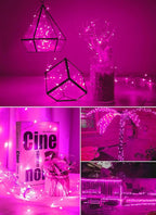 Minetom Fairy Lights Battery Operated, 2Pack 33Feet 100 LEDs Mini Battery Powered String Lights, Waterproof Twinkle Lights Mason Jar Lights for Indoor Home Wedding Christmas Decoration, Pink